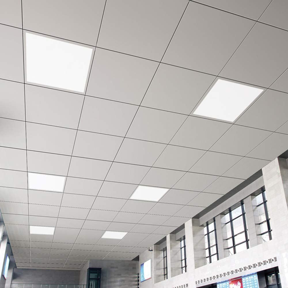 Integrated lighting in a white clip-in ceiling