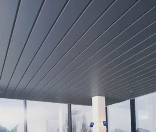 White linear strip ceiling application
